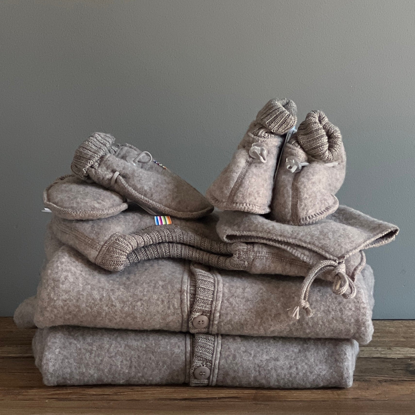 JOHA | Ullfleece-pakken i tykk 100% merinoull sesam melange